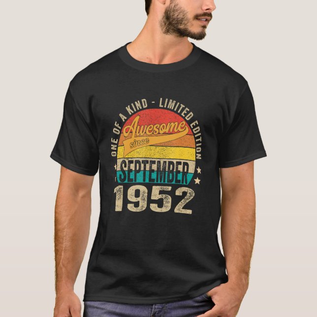 Camiseta 70.º cumpleaños increíble desde septiembre de 1952 (Anverso)