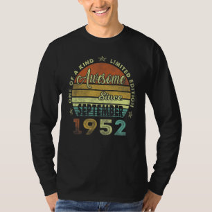 Camiseta 70.º cumpleaños increíble desde septiembre de 1952