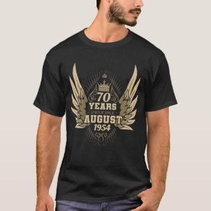 Camiseta 70.º cumpleaños único desde agosto de 1954