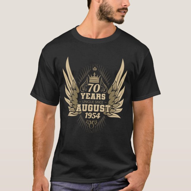 Camiseta 70.º cumpleaños único desde agosto de 1954 (Anverso)