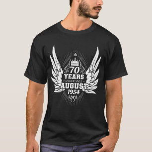 Camiseta 70.º cumpleaños único desde agosto de 1954