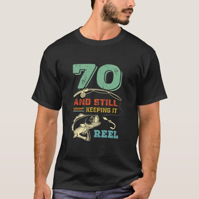 Camiseta 70.º diseño de la pesca de cumpleaños: 70 pescador (Anverso)