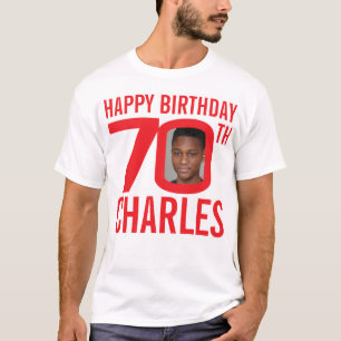Camiseta 70.º nombre personalizado de cumpleaños y planti