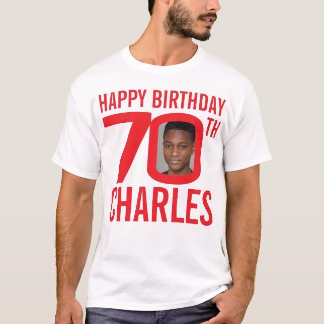 Camiseta 70.º nombre personalizado de cumpleaños y plantill (Anverso)