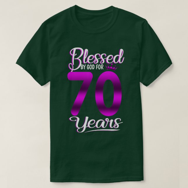 Camiseta 70.º regalo de cumpleaños bendecido por Dios duran (Diseño del anverso)
