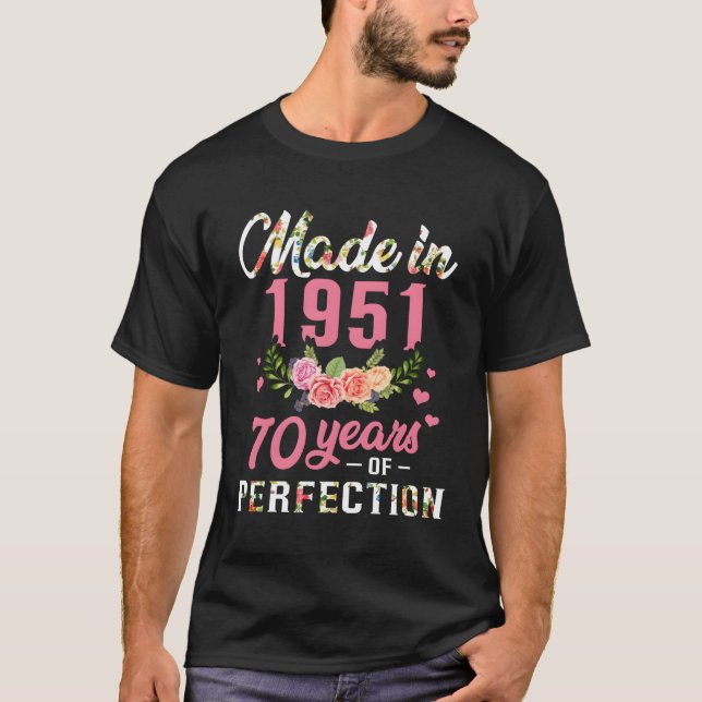 Camiseta 70.º Regalo De Cumpleaños Hecho En 1951 70 Años De (Anverso)