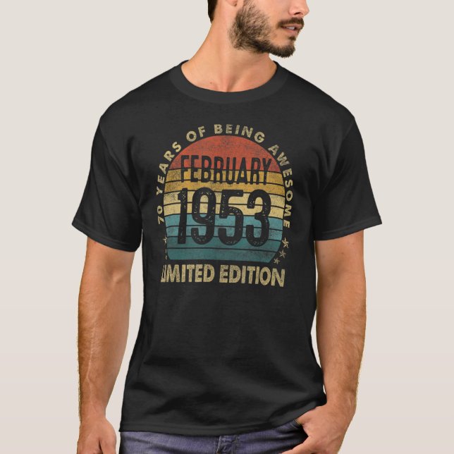 Camiseta 70.º Regalo De Cumpleaños Hecho En Febrero De 1953 (Anverso)