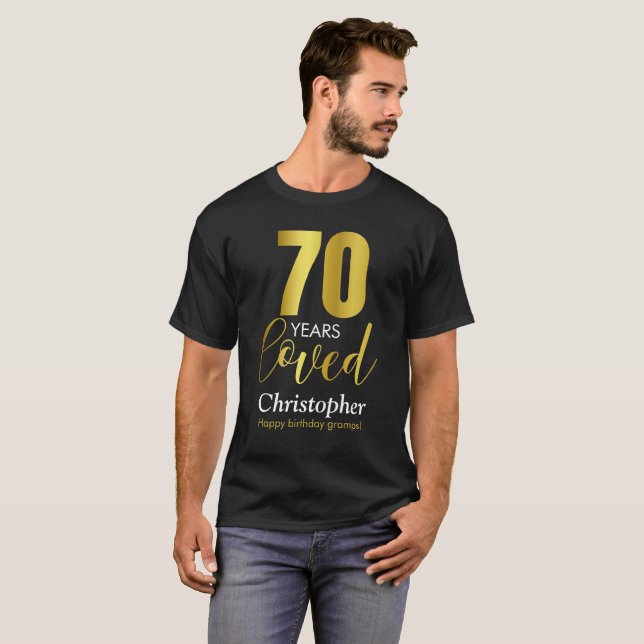 Camiseta 70 años amados 70 cumpleaños (Anverso completo)
