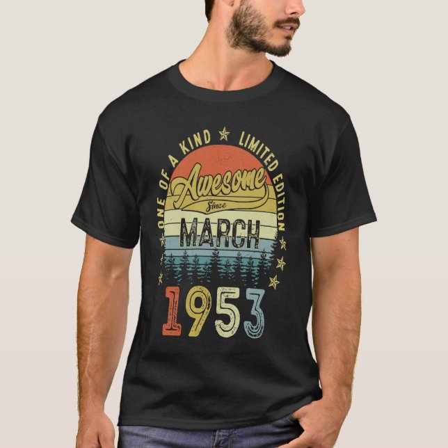 Camiseta 70 años de edad increíble desde marzo de 1953 70º  (Anverso)