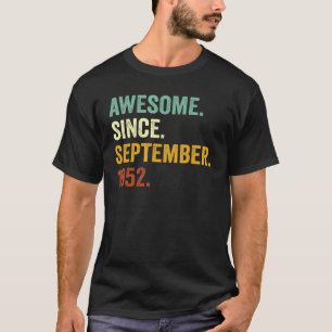 Camiseta 70 años de edad increíble desde septiembre de 1952
