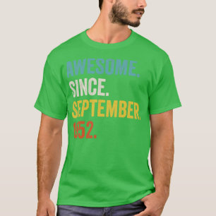 Camiseta 70 años de edad increíble desde septiembre de 1952