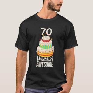 Camiseta 70 Años De Impresionante Graciosa Pastel De Cumple
