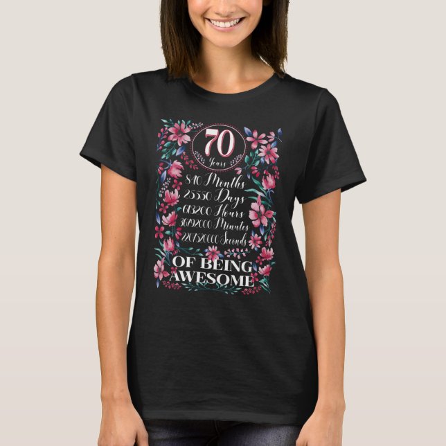 Camiseta 70 años meses días de acuarela floral mujeres 70 a (Anverso)