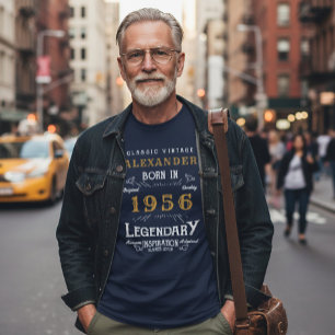 Camiseta 70 cumpleaños 1952 Añadir nombre azul oro legendar
