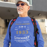 Camiseta 70 cumpleaños 1953 Añadir nombre azul oro legendar<br><div class="desc">¡Celebra el 70 cumpleaños de alguien especial con esta camiseta legendaria de oro y azul personalizada! Este diseño rinde homenaje al año en que nacieron en 1953, perfecto para una celebración de cumpleaños histórica. La tela suave y respirable del algodón los mantendrá cómodos sin importar la ocasión. Hacerlo único con...</div>