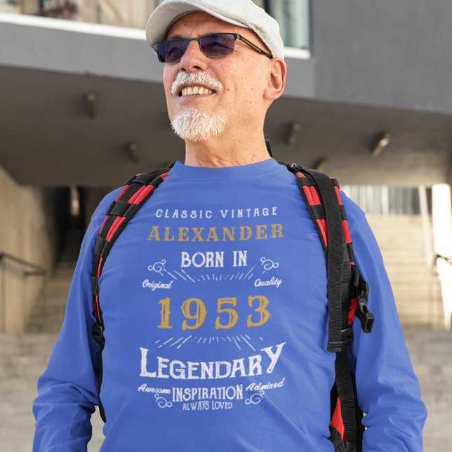 Camiseta 70 cumpleaños 1953 Añadir nombre azul oro legendar (Subido por el creador)