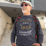 Camiseta 70 cumpleaños 1953 Nombre Dark Blue Gold Legendari<br><div class="desc">70 Aniversario añada tu nombre de camiseta. Edite el nombre y el año con la plantilla proporcionada. Una maravillosa camiseta de cumpleaños azul marino oscuro personalizado. Más regalos y suministros de fiesta disponibles con el diseño "Legendario" en la tienda.</div>