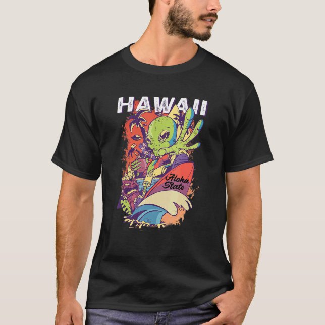 Camiseta 70 er 80er Isla Hawái Playa Palm Grande Hawái (Anverso)