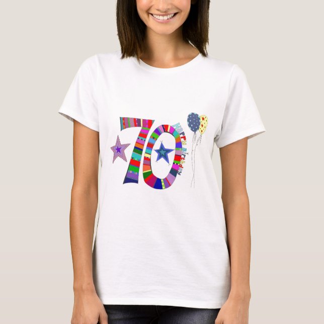 Camiseta 70.o globo feliz del cumpleaños (Anverso)