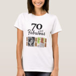 Camiseta 70 y Fabulous Gold Purpurina 2 Photo 70th Birthday<br><div class="desc">70 y la fabulosa Purpurina de oro 2 camiseta de foto 70 cumpleaños. Añade tus fotos - puedes usar una foto antigua y nueva.</div>