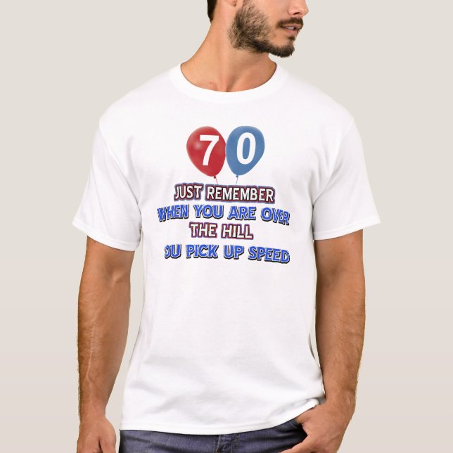 Camiseta 70 y sobre los diseños del cumpleaños de la colina (Anverso)