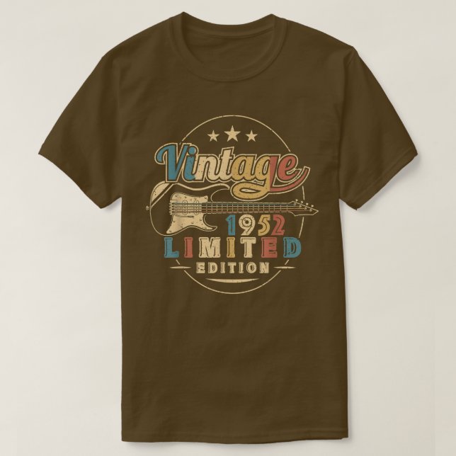Camiseta 70th Birthday Gifts Guitar Lovers 1952 Edición 70 (Diseño del anverso)