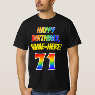 Camiseta 71º cumpleaños — Negrita, diversión, arco iri