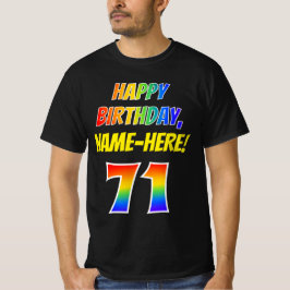 Camiseta 71º cumpleaños — Negrita, diversión, arco iris 71,