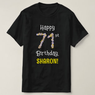 Camiseta 71° cumpleaños: Flores florales número "71" + nomb