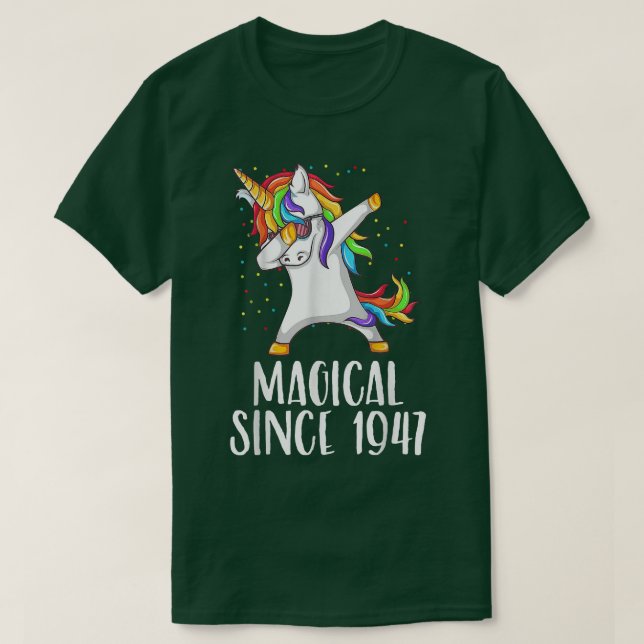 Camiseta 74º cumpleaños, unicornio dab, mágico desde 1947  (Diseño del anverso)
