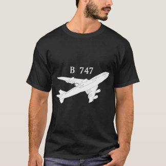Camiseta 747 Avión Barco de Avión dibujado con mano en avió