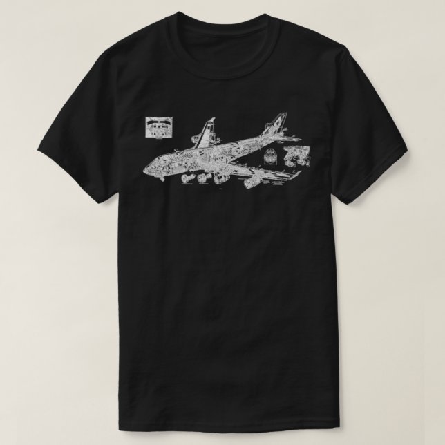 Camiseta 747 Jet Aircraft Jumbo Queen Of The Skies Blueprin (Diseño del anverso)