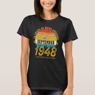 Camiseta 74 años de edad asombrosa desde septiembre de 1948