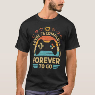 Camiseta 75.º Boda Aniversario Video Gamer Nivel 75 Comp