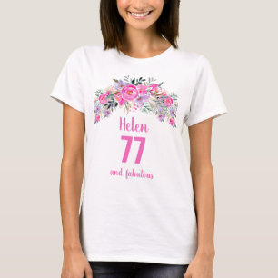 Camiseta 75.º nombre floral rosa
