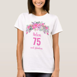 Camiseta 75.º nombre floral rosa