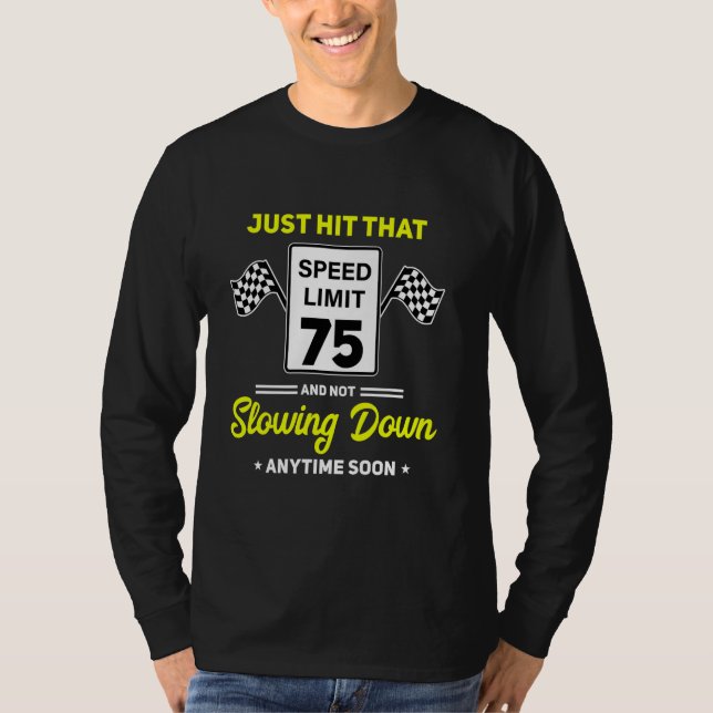 Camiseta 75.º Rótulo de límite de velocidad de cumpleaños 7 (Anverso)
