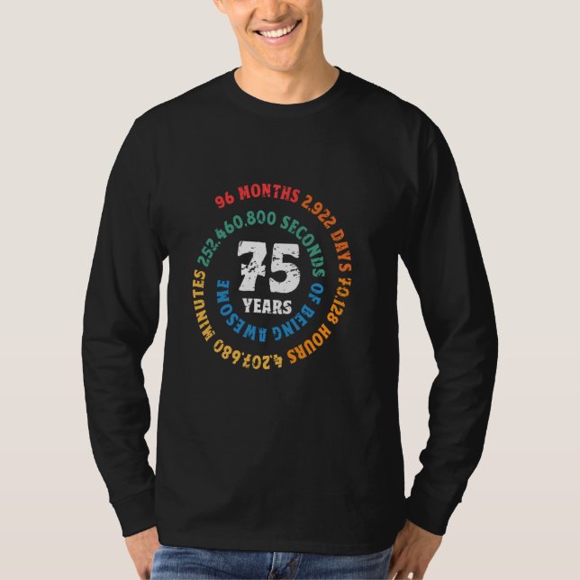 Camiseta 75 años de ser asombrosos meses espirales días hor (Anverso)