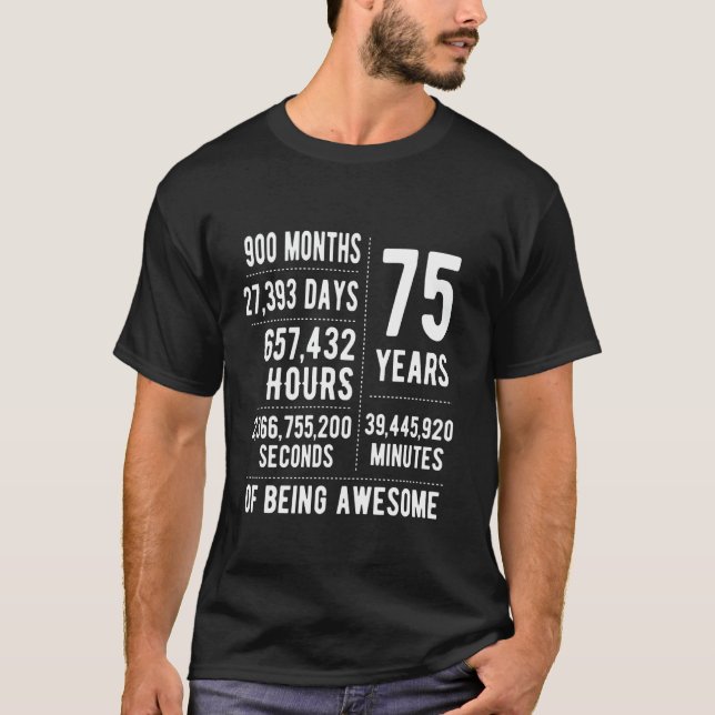Camiseta 75 años Hombres de Cumpleaños Mujeres Graciosas de (Anverso)