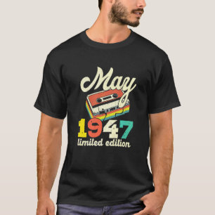Camiseta 75 cumpleaños Mayo 1947 Cassette de época