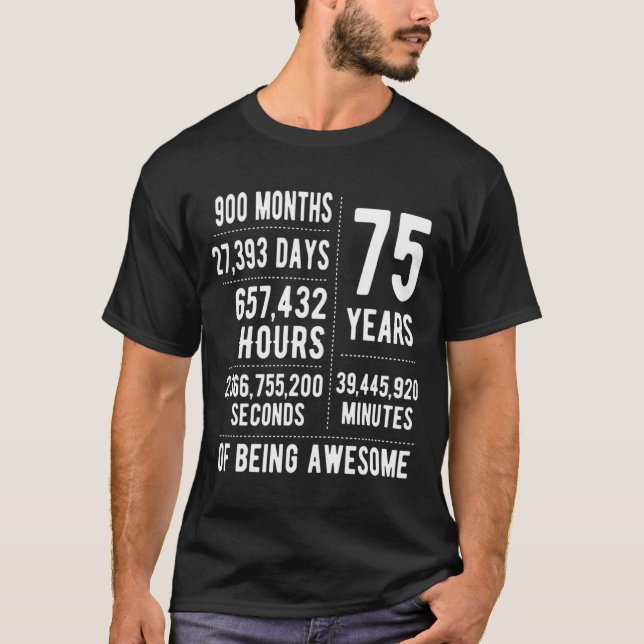Camiseta 75th Birthday Men Women Funny 75 Years Old  (Anverso)