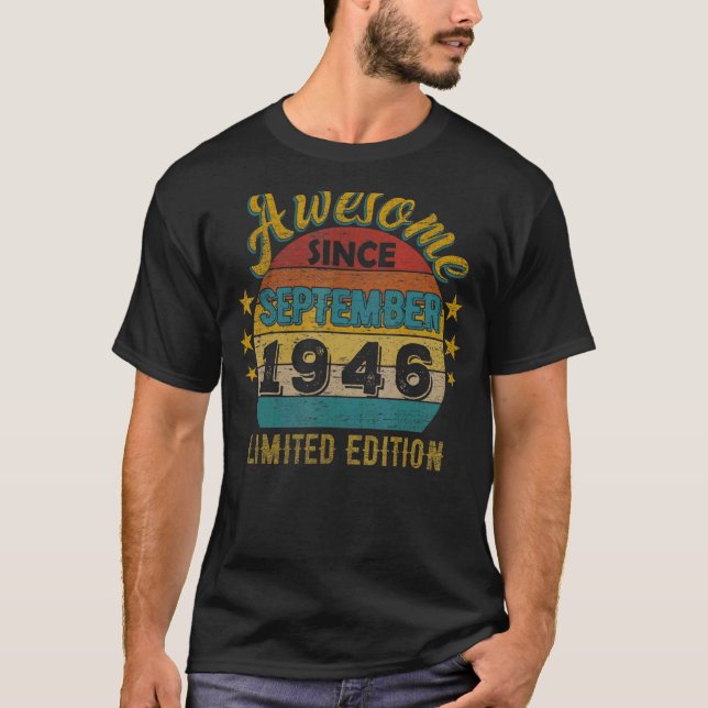 Camiseta 76º cumpleaños increíble desde septiembre de 1946  (Anverso)