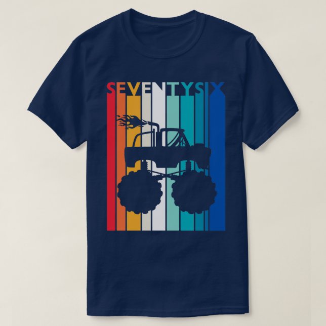 Camiseta 76.º regalo de cumpleaños Monstruo camioneta camis (Diseño del anverso)