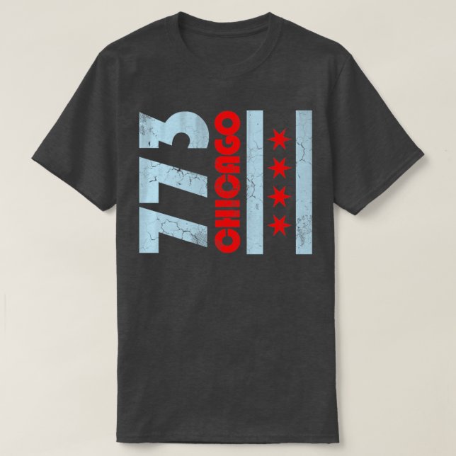 Camiseta 773 Chicago Flag Vintage Fade (Diseño del anverso)