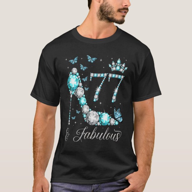 Camiseta 77 años y fabulosa reina de cumpleaños 77 años (Anverso)