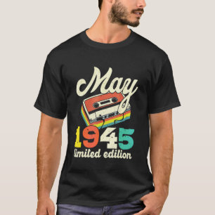 Camiseta 77 cumpleaños Mayo 1945 Cassette de época