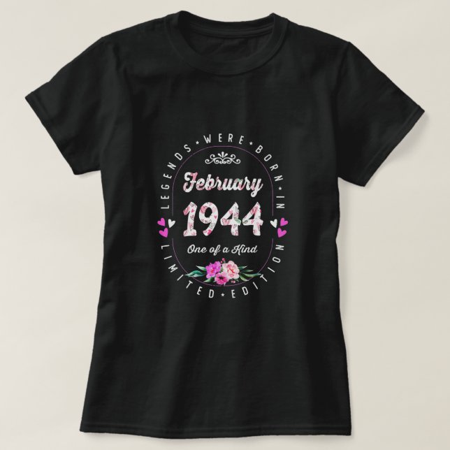 Camiseta 78th Birthday Floral Tee - Legends Born In Februar (Diseño del anverso)