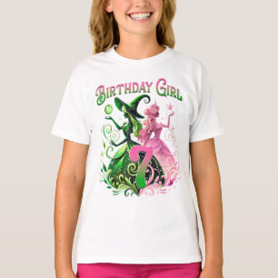Camiseta 7.ª Bruja De Cumpleaños Rosa Y Verde De 7 Años