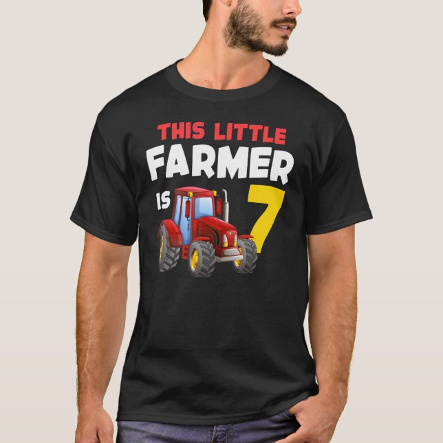 Camiseta 7.ª fiesta de cumpleaños F del Tractor de Granja d (Anverso)