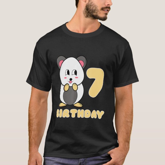 Camiseta 7.ª fiesta de cumpleaños niño Hamster Idea Chica M (Anverso)